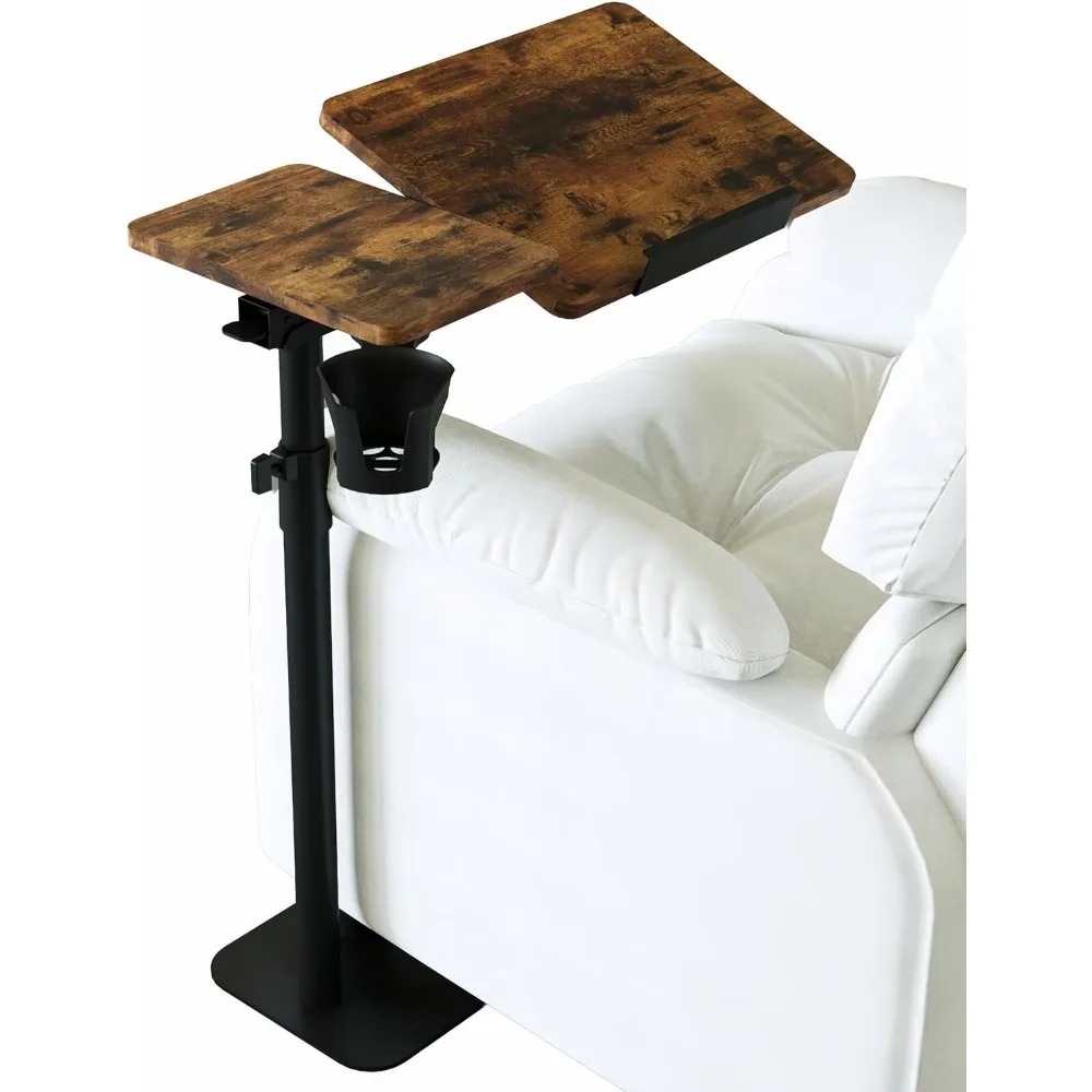 Pneumatic Swivel Table for Recliner, TV Tray, Rustic