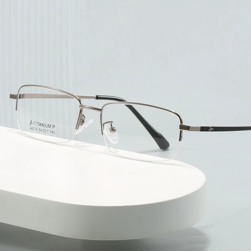Ultralight Titanium Alloy Men Semirim Business Anti Blue Light Reading Glasses Magnifier Male Farsighted Presbyopia Spectacles