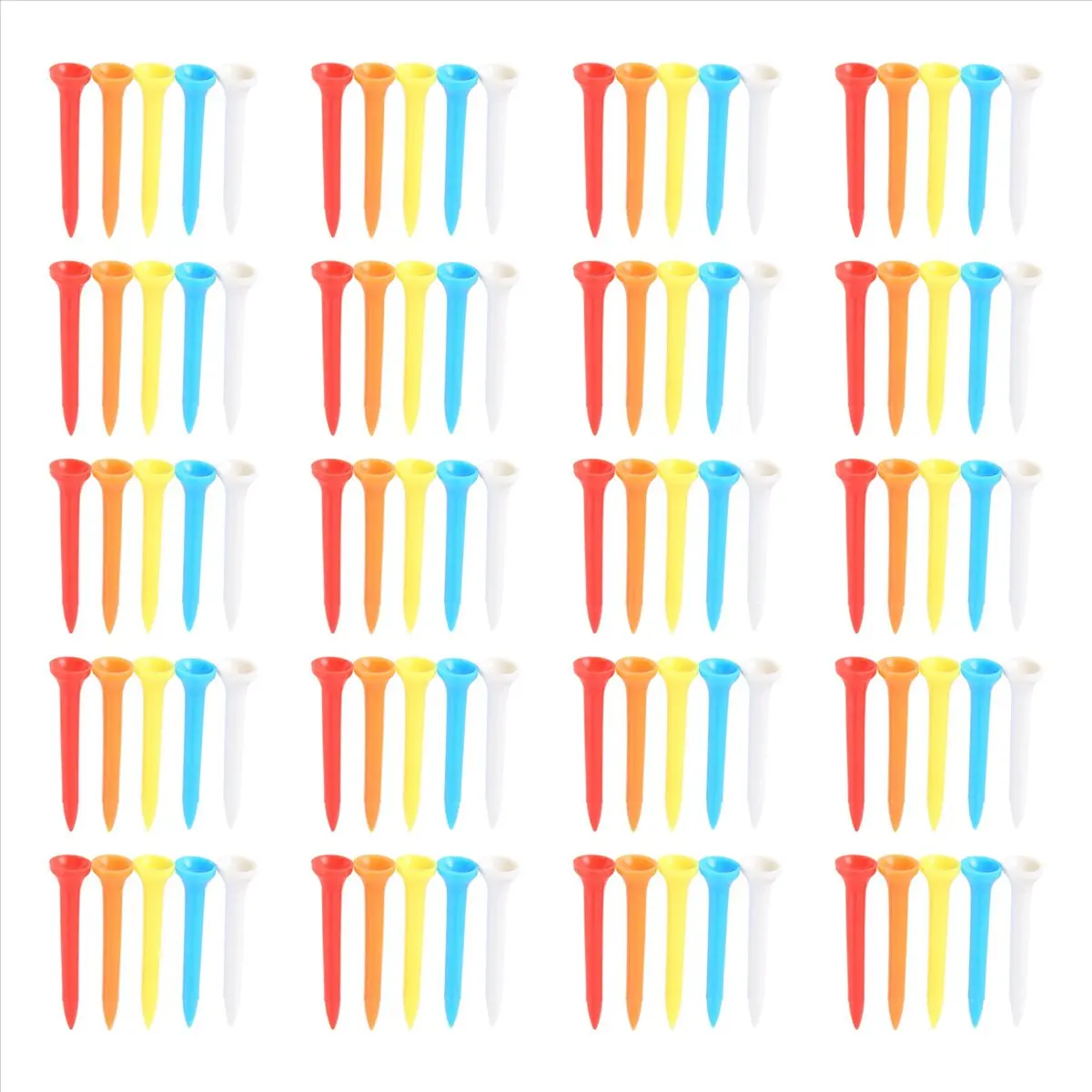(A75U] 100 Pcs Golf Tees 54 mm Plastic Mixed Color
