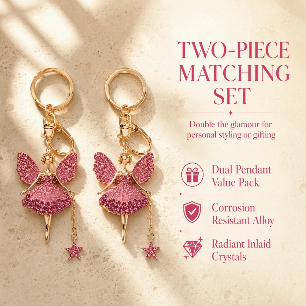 2pcs Pink / Purple Rhinestone Keychain Zinc Alloy Material Pendant Design Zinc Alloy Key Chain Rhinestone Inlaid