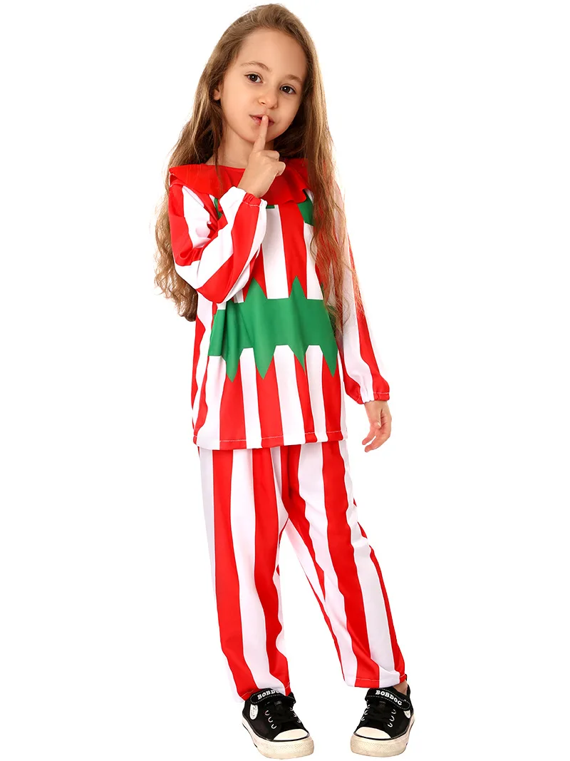 Jongens Performance Elf Cosplay Kerst Rood En Wit Gestreept Pak Halloween Boy Castle Carnaval Party Santa Claus