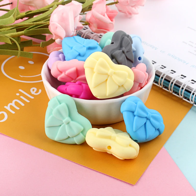 5/10/20/30Pcs Silicone Beads Love Bow Tie Shape Focal Beads For Jewelry Making DIY Beaded Pen Keychain Jewellery Accessories