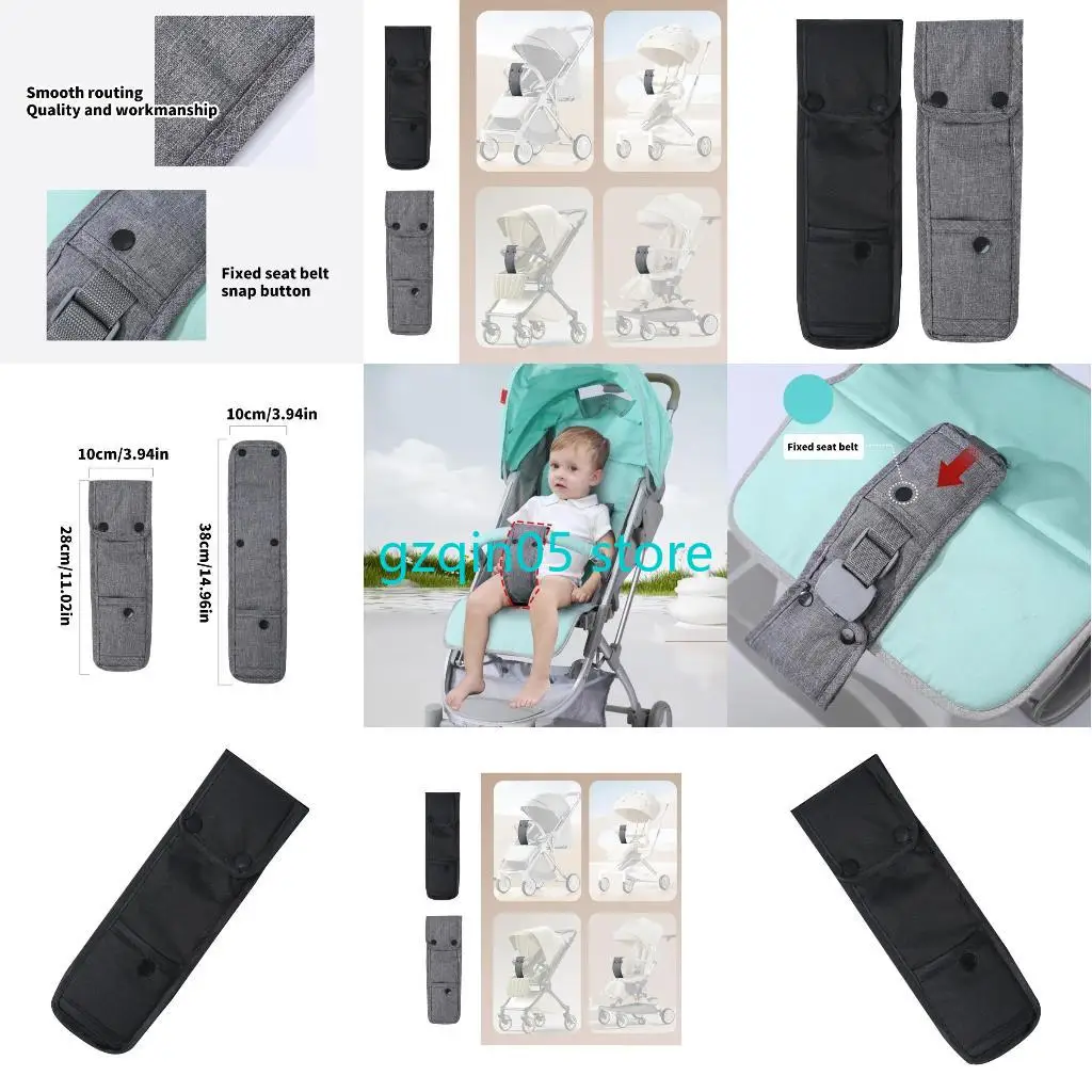

H055 Baby Strollers Anti Slip Protector Harness for Infant Safety Front Crotch Belt Protective Cover Soft Fabric Gray/Black