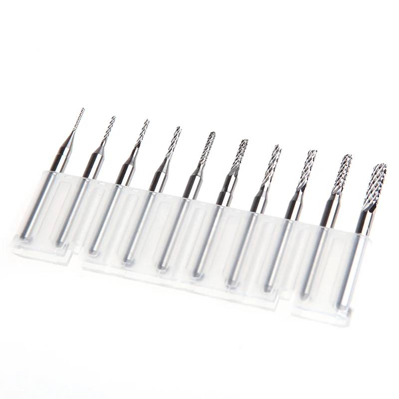 10Pcs 1/8\'\' 0.8-3.175mm Drill Bits Engraving Cutter Rotary PCB End Mill Set