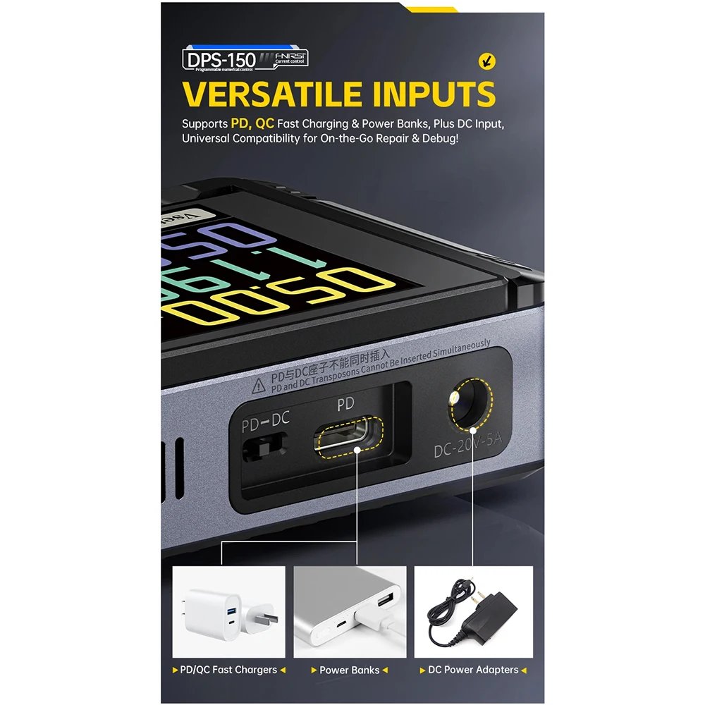 FNIRSI Laboratorium DC CNC Verstelbare Spanningsregelaar DPS-150 Bench Voeding 30V 5A Digitale Display Switching PD QC 150W