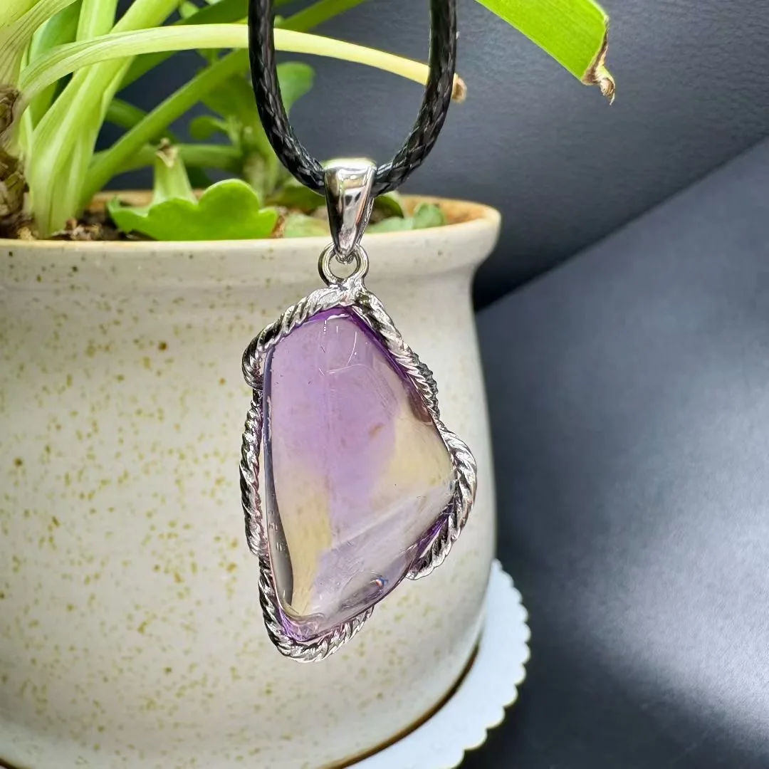 

1 Pc Fengbaowu Natural Amethyst Citrine Ametrine Pendant Irregular Shape 925 Sterling Silver Reiki Healing Stone Jewelry Gift