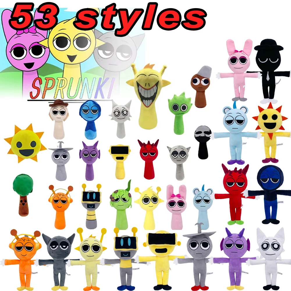 53styles Sprunki Plush Toys Sprunki Incredibox Plush Doll Sprunki Game Pillow Kids Birthday Gifts Stuffed Dolls Christmas Gift