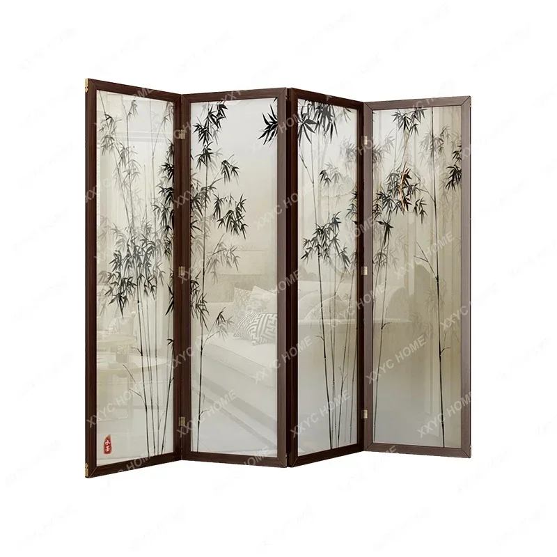 

Solid Wood Screen Partition Board Hallway Living Room Folding Mobile New Chinese Style Room Bedroom Chinese Style