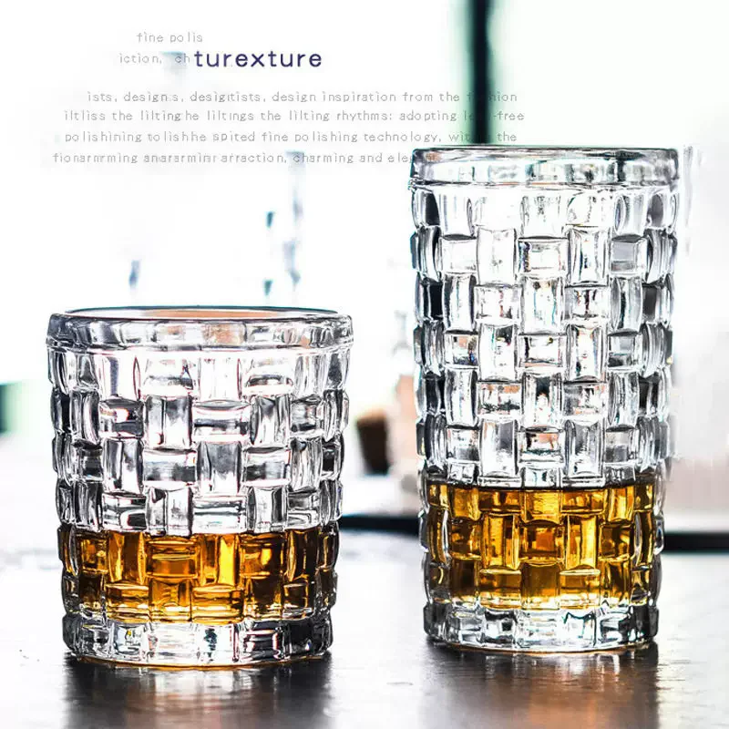 

Creative Drink Cup Rattan Weave Pattern Drinking Bottle Household Relief Water Glass Wholesale Cups Glass Drinkware