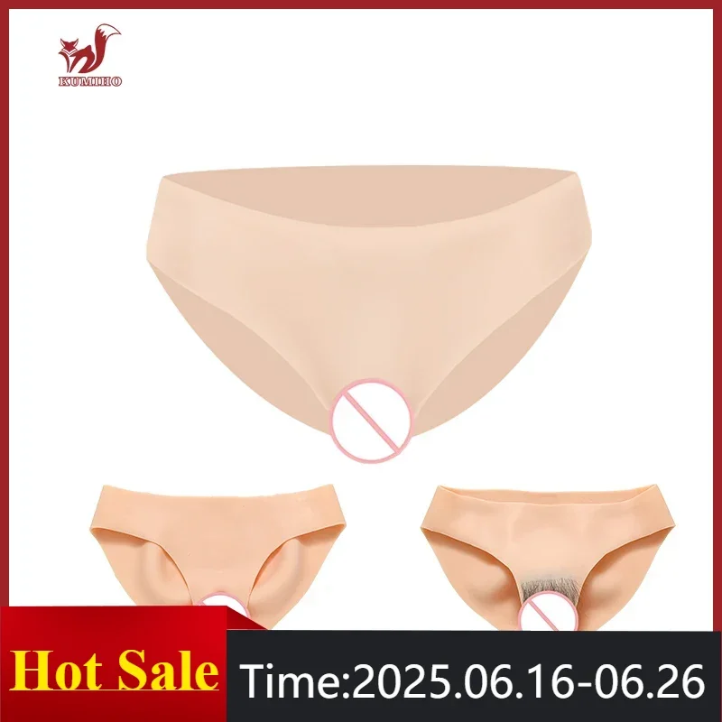 KUMIHO Gays Pussy Pants Realistic Silicone Panties Sexy Fake Vagina Underwear For Crossdresser Transgender Shemale Drag Queen