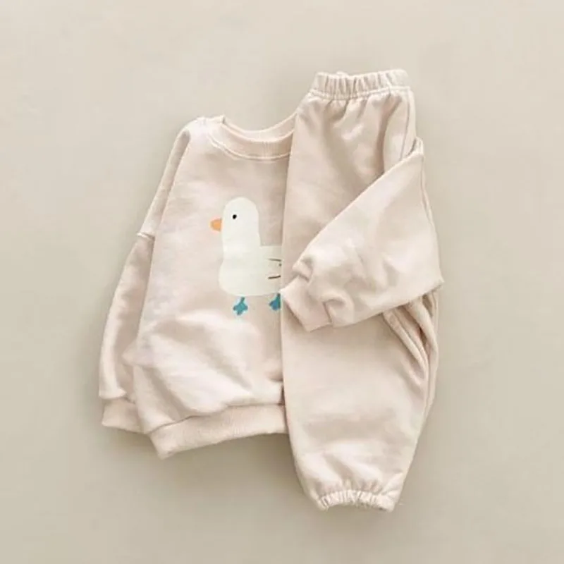 MILANCEL Spring Baby Clothes Sets Infant Boy Duck Print Sweatshirt Pants Korean Style Baby Indoor Clothes