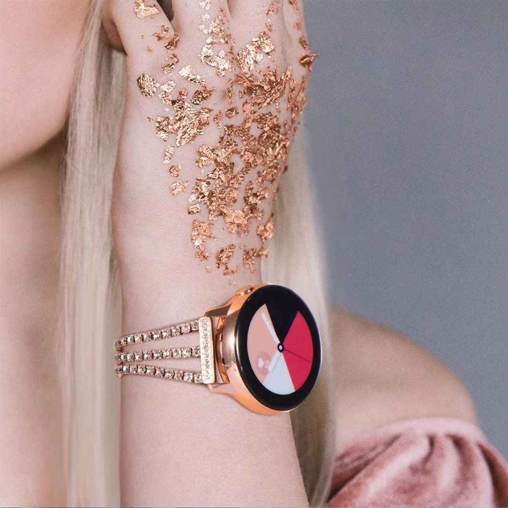 20mm 22mm Metal Diamond Strap For Samsung Galaxy watch 7/6/5/4 Women Luxury Wristband For Huawei watch GT5-4-3-5 Pro 46mm Correa