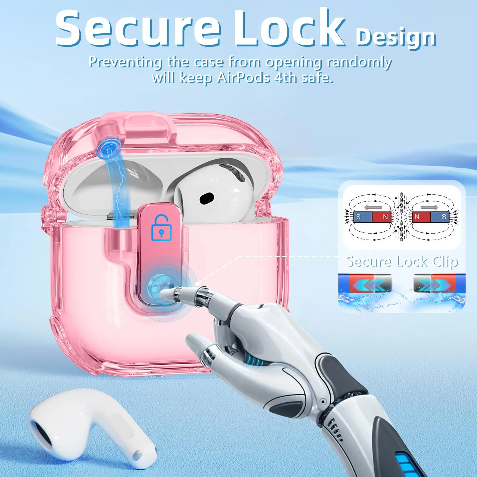 2025 airpod pro 3 Custodia magnetica con serratura di sicurezza TPU Protezione per cuffie Custodia trasparente per donna carina per airpod pro 4 2 3 Custodia