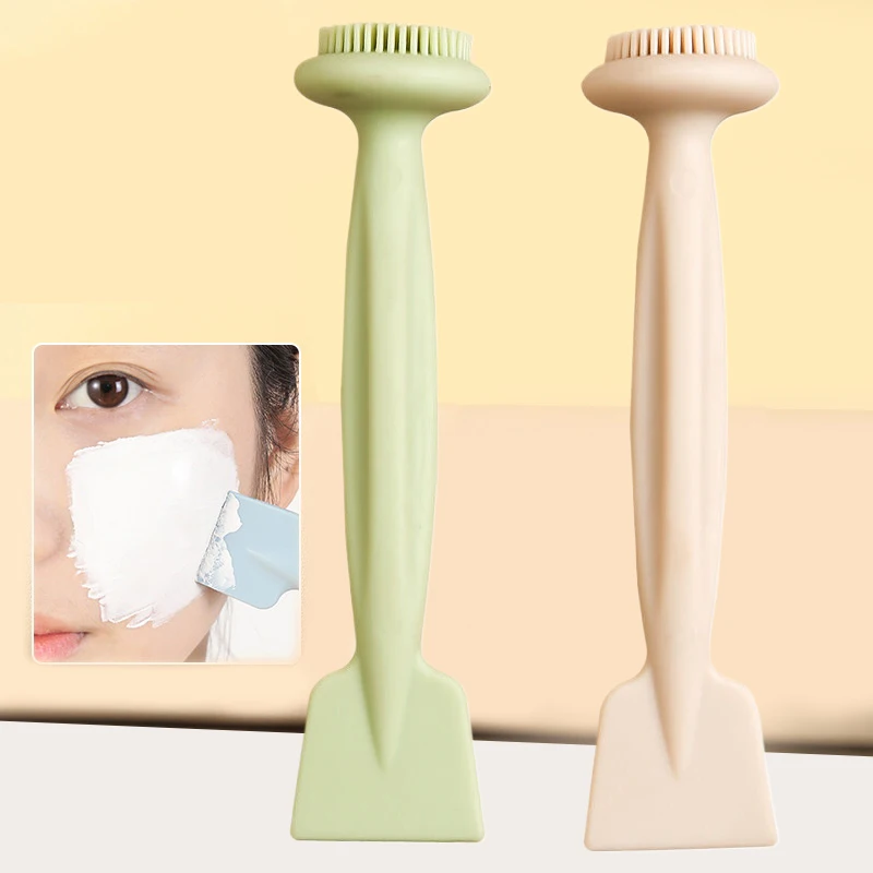 Double-Headed Silicone Mask Brush Face Washing Brush Mud Mask Special Scraper Applicator Facial Cleansing Brush Cleansing Tool