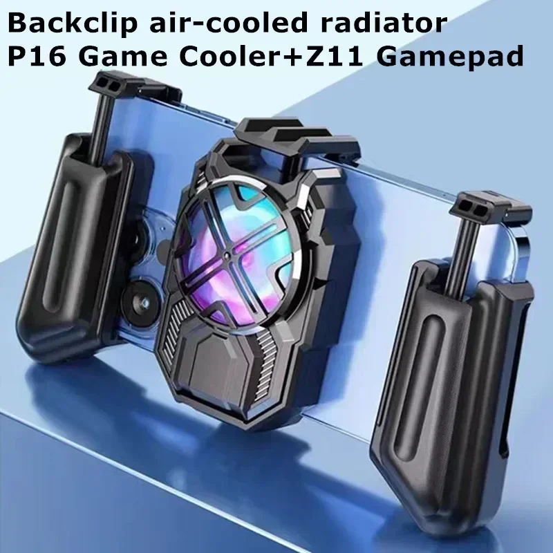 

P16 Mobile Phone Back-clip Air-cooled Cooling Fan Radiator with Z11 Plastic L1 R1 Gamepad for IPhone Android Universal Game Set