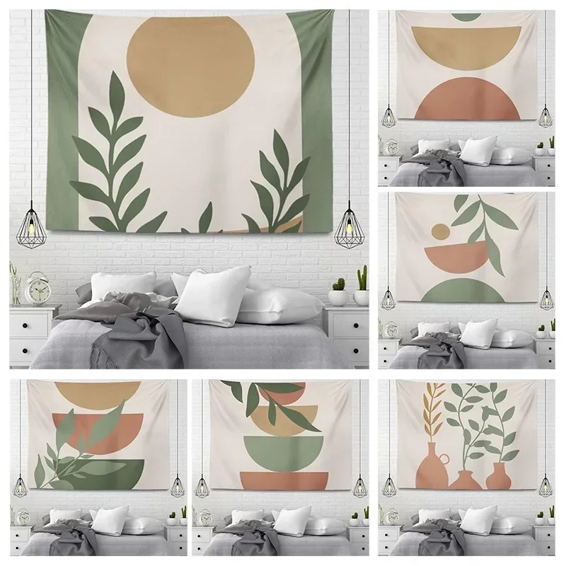 

Plant Wall Tapestries Aesthetic Home Room Decor Boho Boho Accessories Hanging Large Fabric Autumn Simple Bedroom Carpet Nordic