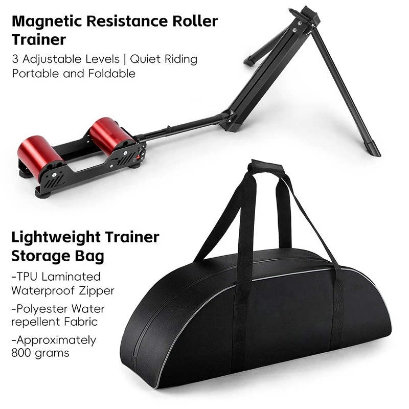 Foldable Bicycle Sports Roller  with Adjustable Magnetic Resistance and Compatible with 16-29 Inch Bikes Indoor Cycling