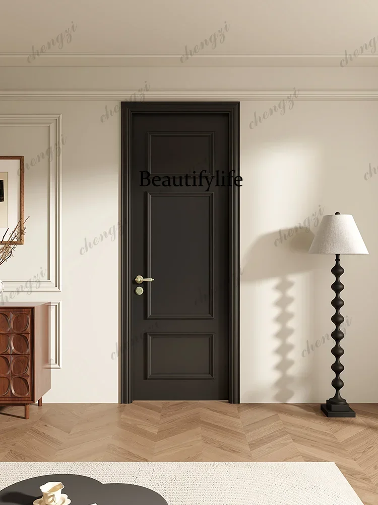 Y136  Customized High-Grade Wooden Door Home Cinema Soundproof Insulated Interior Narrow Door Villa Sound Reduction Energy Savin