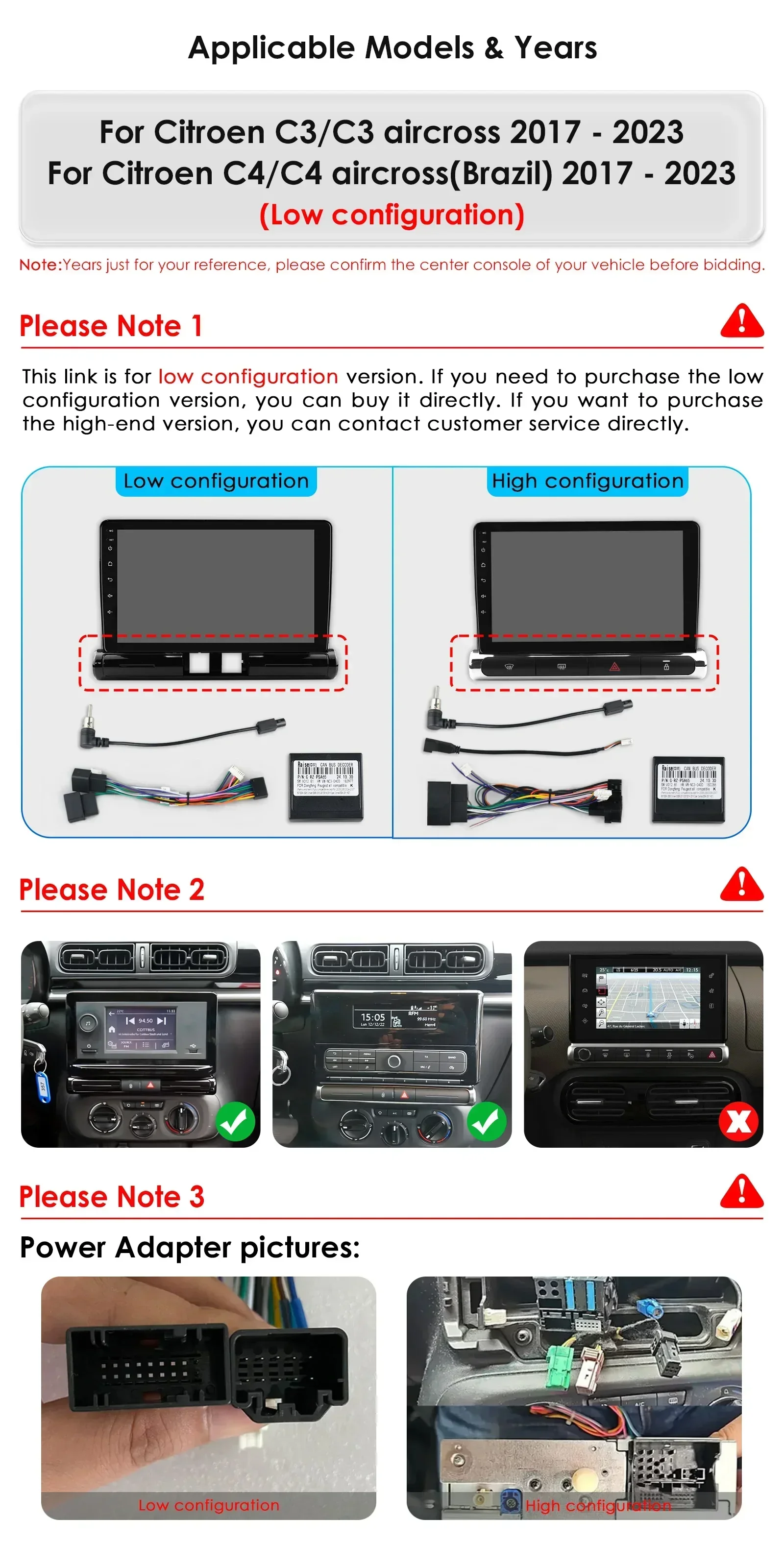 Car Intelligent Systems for Citroen C3/C3 Aircross C4/C4 Aircross(Brazil)2017-2023 (Low Configuration) Support DSP Carplay Auto