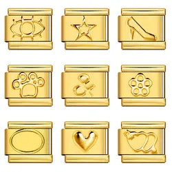 WG 1pc Italian Charms Set 10mm*9mm Italian Charm Bracelet Link, Love Heart Mom Cross Pendant Jewelry Fit Diy Bracelet Gift