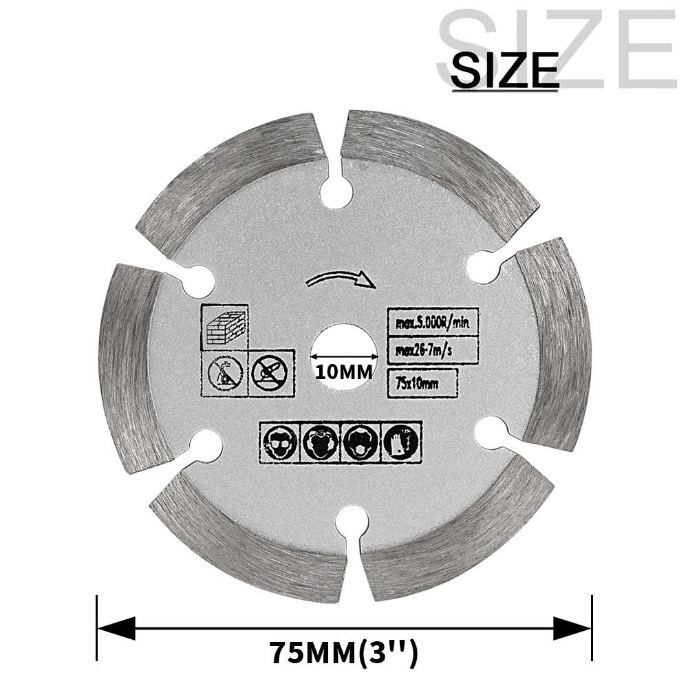 NuoDunco 3-inch Diamond Cutting Blad 75mm Stone Cutting Disc Mini Circular Saw Blade for Cutting Concrete Ceramic Brick Marble