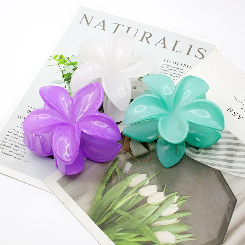 مشبك شعر جديد بسيط بلون واحد على شكل زهرة خماسية البتلات، مشبك شعر أنيق وبسيط للجزء الخلفي من الرأس، إكسسوار شعر عصري