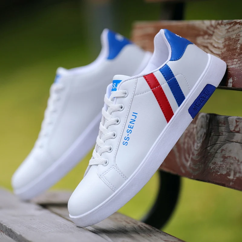 High Quality Men's Leather Sneakers Casual Outdoor Shoes Lace-Up Trendy Vulcanized Tenis Hombres