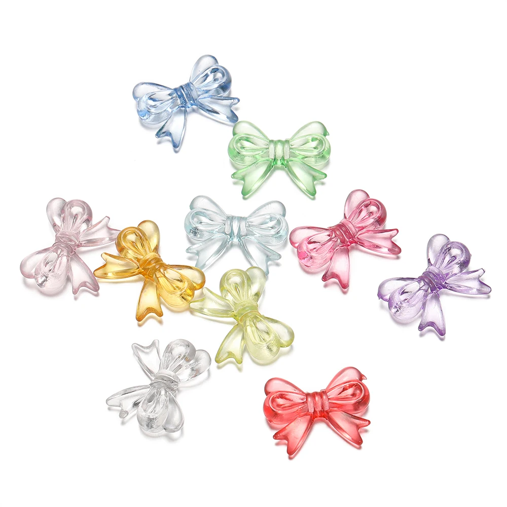 30Pcs/Lot 14x18mm Bowknot Transparent Bow Spacer Beads Earrings Making Charm Pendants for Necklace Jewelry Making Accessories image 4