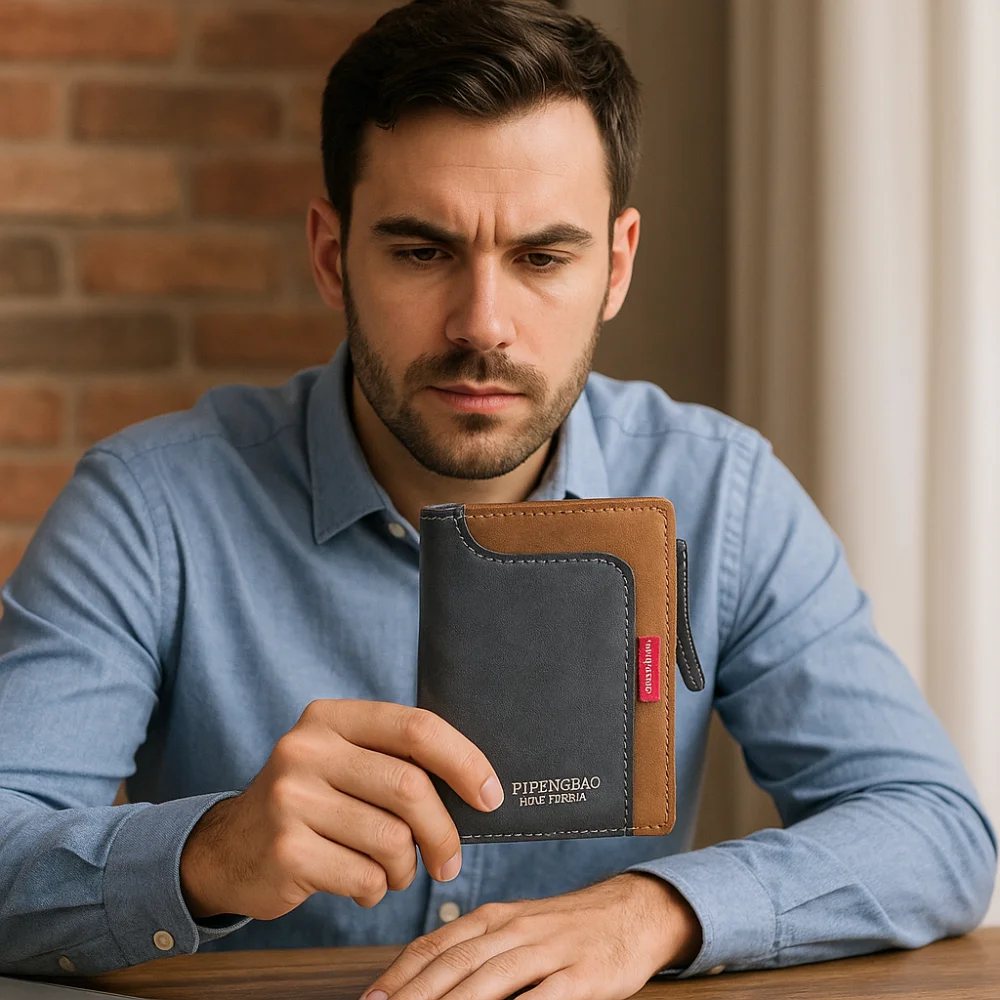 

High Quality Classic Men's Short Wallet Anti Theft RFID Male Bifold Wallets Pu Leather Solid Color Coin Pocket Business