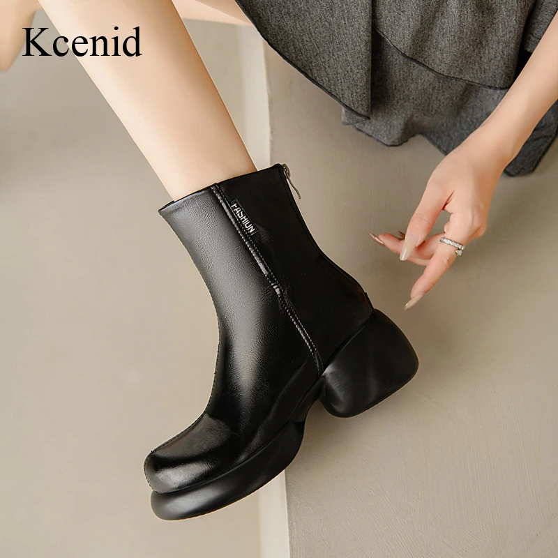 

Kcenid Fashion Round Toe Motorcycle Boots Women Autumn Winter Platform High Heel Sexy Strange Street Style Ankle Boots For Women