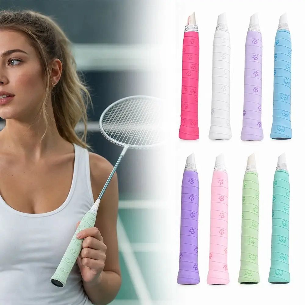 

Cat Claw Print Badminton Handle Wrap Tape Sweat-Absorbent Shock-Absorbing Tennis Racket Grip Tape Anti-slip Wear-resistant