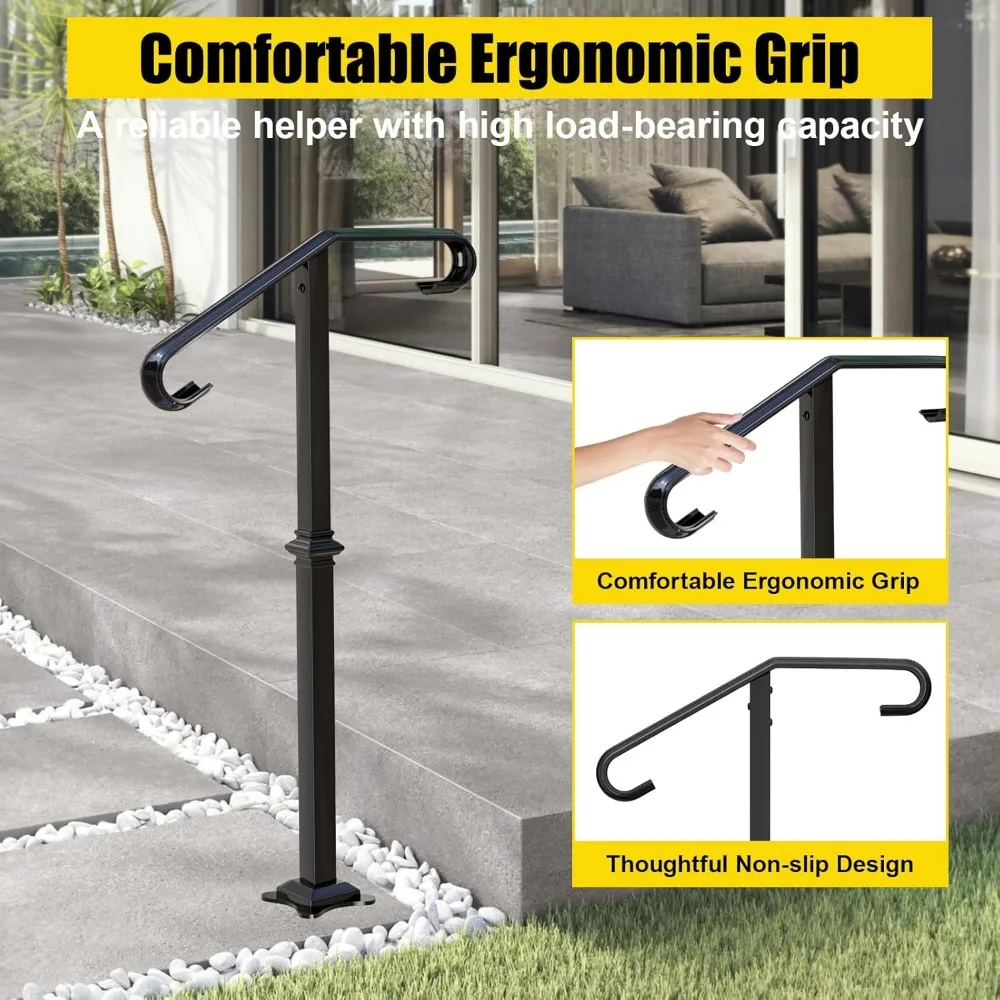 درابزين سلالم من الحديد المطاوع في الهواء الطلق للشرفة، يناسب خطوة 1-2، نمط انتقالي، مناسب لخطوات الخرسانة أو الخشبية #5