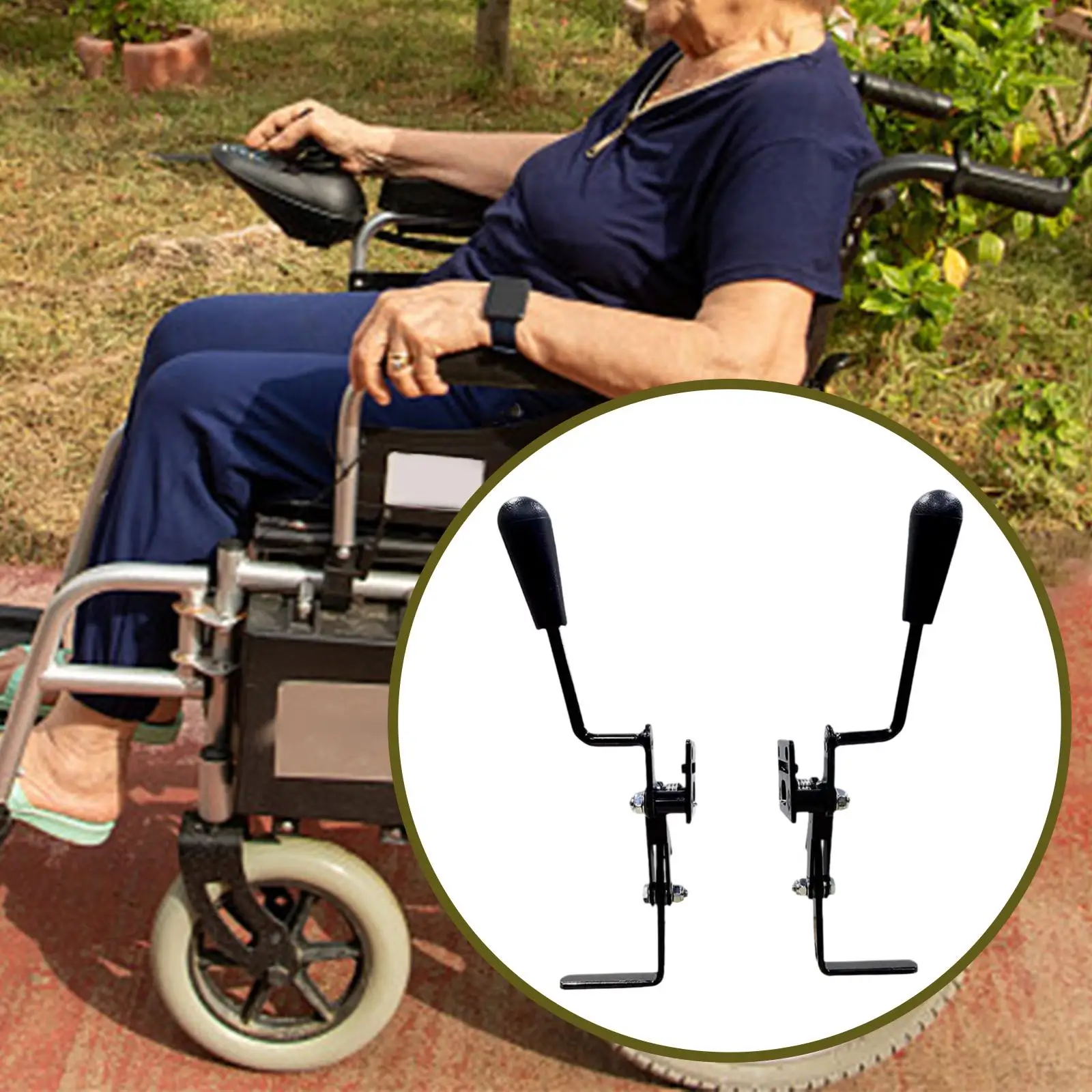 Wheelchair Brake Side Mount Sturdy Easy to Install Universal Left & Right Short Handle for Elderly Adults Fits Most Wheelchairs