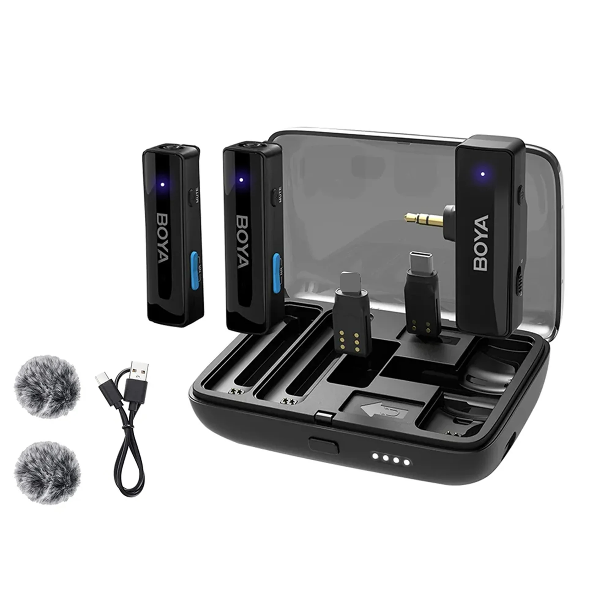 ميكروفون BOYA BOYALINK لاسلكي ذو طية صدر السترة لهواتف iPhone وأندرويد وكاميرا DSLR يوتيوب وبث مباشر وتسجيل الصوت لـ BOYA