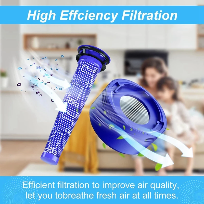 AC66 pour Dyson V7 V8 SV10 filtres pièces de rechange 3 post-filtres et 5 pré-filtres, pièce de rechange 965661 -01 & 967478 -01