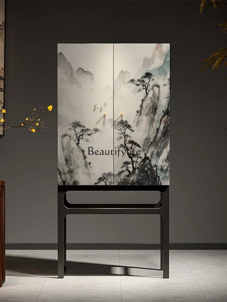 GG8New Chinese Style Hallway Wall Storage Corner Entrance Cabinet Customization