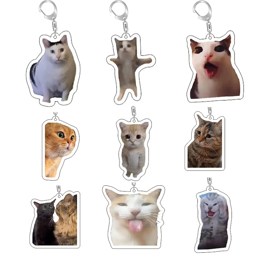 Happy  Cat Pendant Keychain Funny Resin Lanyard Small Link Chain Maxwell Cat Keychain Student Gift Bag Accessories DIY Cute Gift