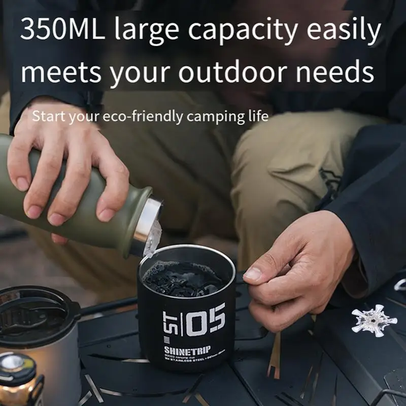 

Shinetrip 1 Piece Outdoor Camping Water Bottle, Black Stainless Steel Camping Insulated Drinking Cup