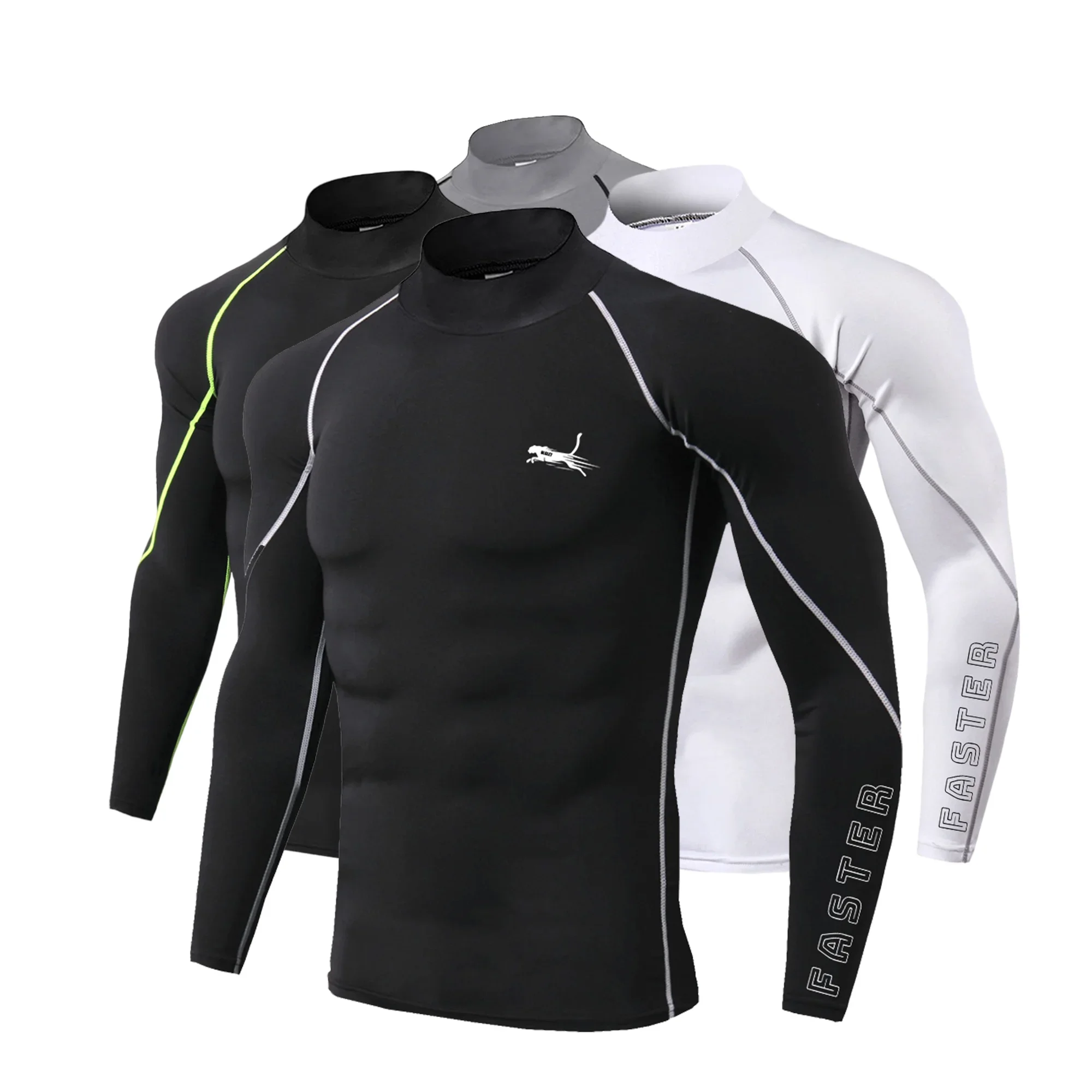

Running Compression Shirt Men Gym Workout T Shirt Quick Dry Warm Shirt Male High Neck Fitness Tops