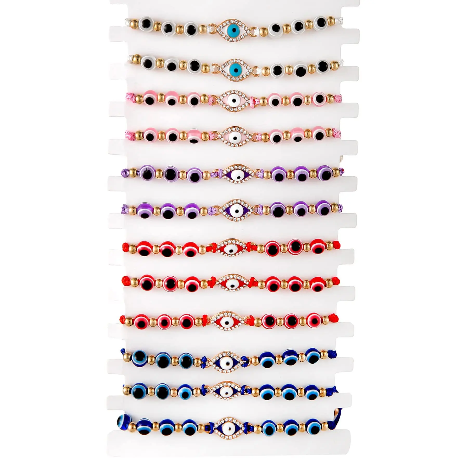 12 Pcs/Lot Lucky Multicolor Glass Seed Beads Evil Eye Charm Bracelet Women Wholesale Zinc Alloy Infinity Love Jewelry Present