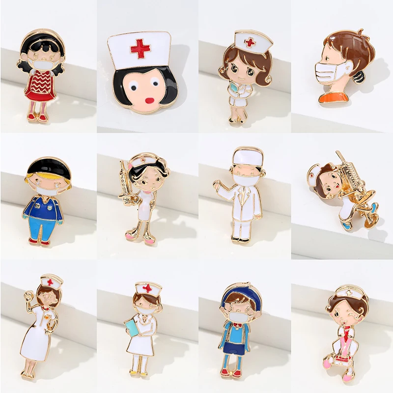 Medical Brooch for Doctor Nurse Stethoscope Heart Ambulance Enamel Pins Hospital Figure Brooches Badge Pin Party Jewelry Gifts