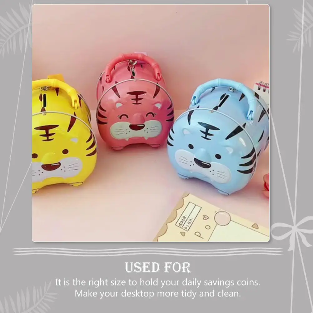 

Tinplate Cartoon Tiger Piggy Bank Money Box Desktop Coin Bank Kids Saving Pot Portable Coin Storage Decoration