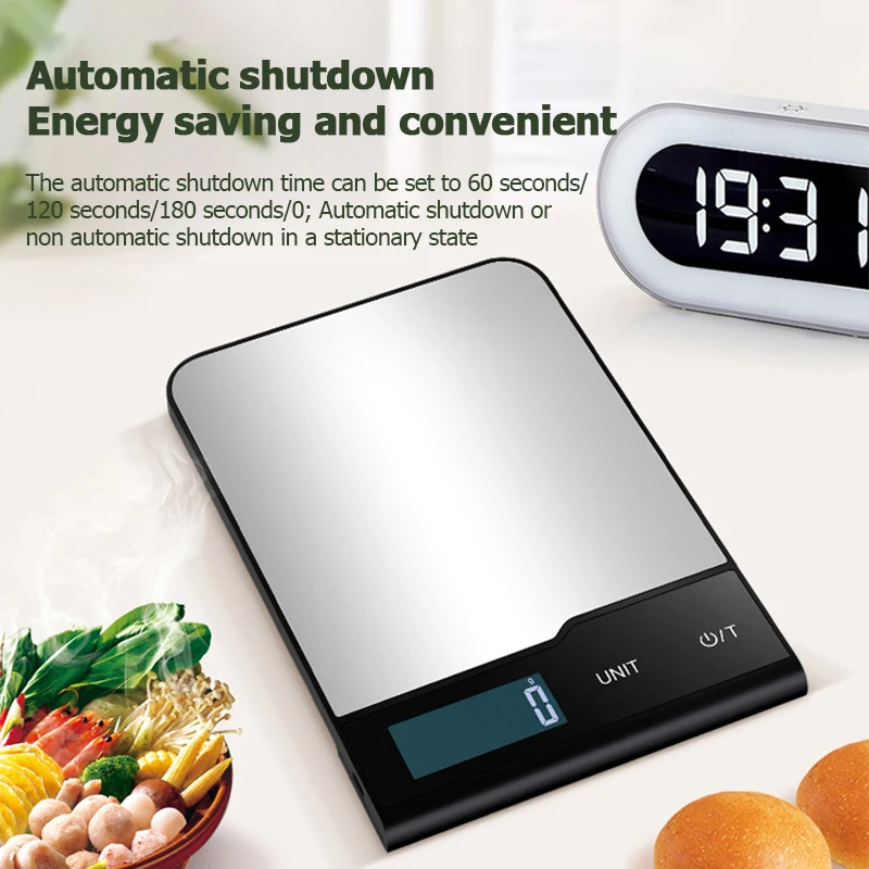 5/10/15kg Household Kitchen Scale Electronic Food Scale Baking Scale Measuring Tool Stainless Steel Platform with LCD Display