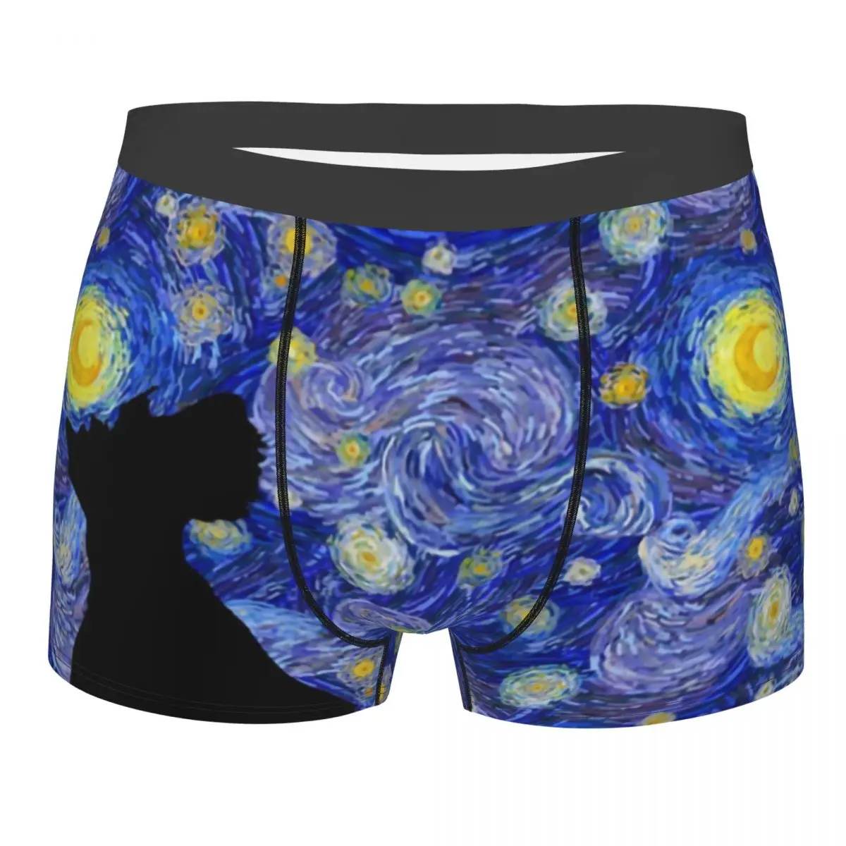 Custom Scottish Terrier Van Gogh Starry Night Boxers Shorts Panties Male Underpants Breathable Scottie Dog Briefs Underwear