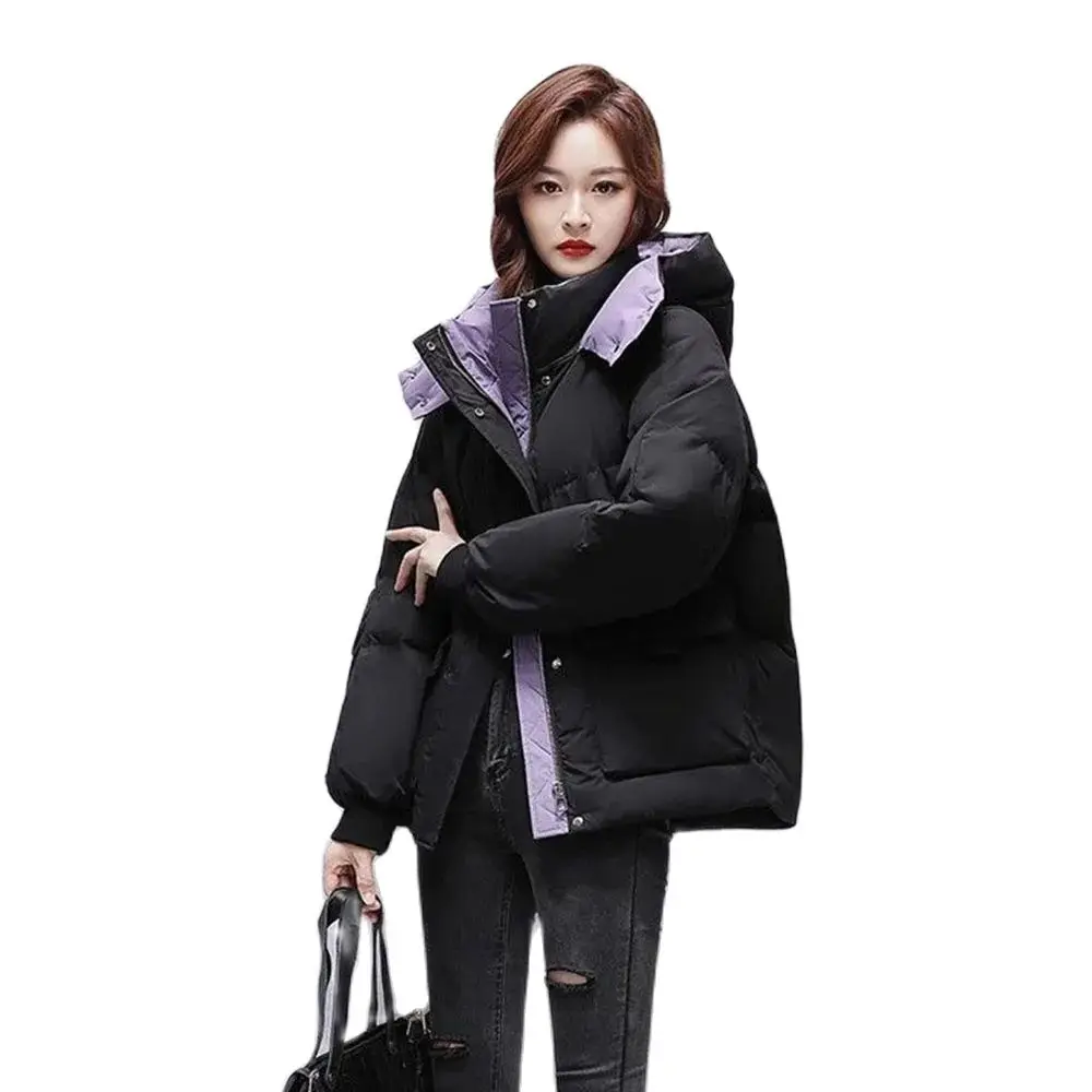 Off-season Fashion Eiderdown Cotton-padded Clothes Female 2024 New Bread And Clothing Joker Korean Loose Short Hooded Coat Tide.