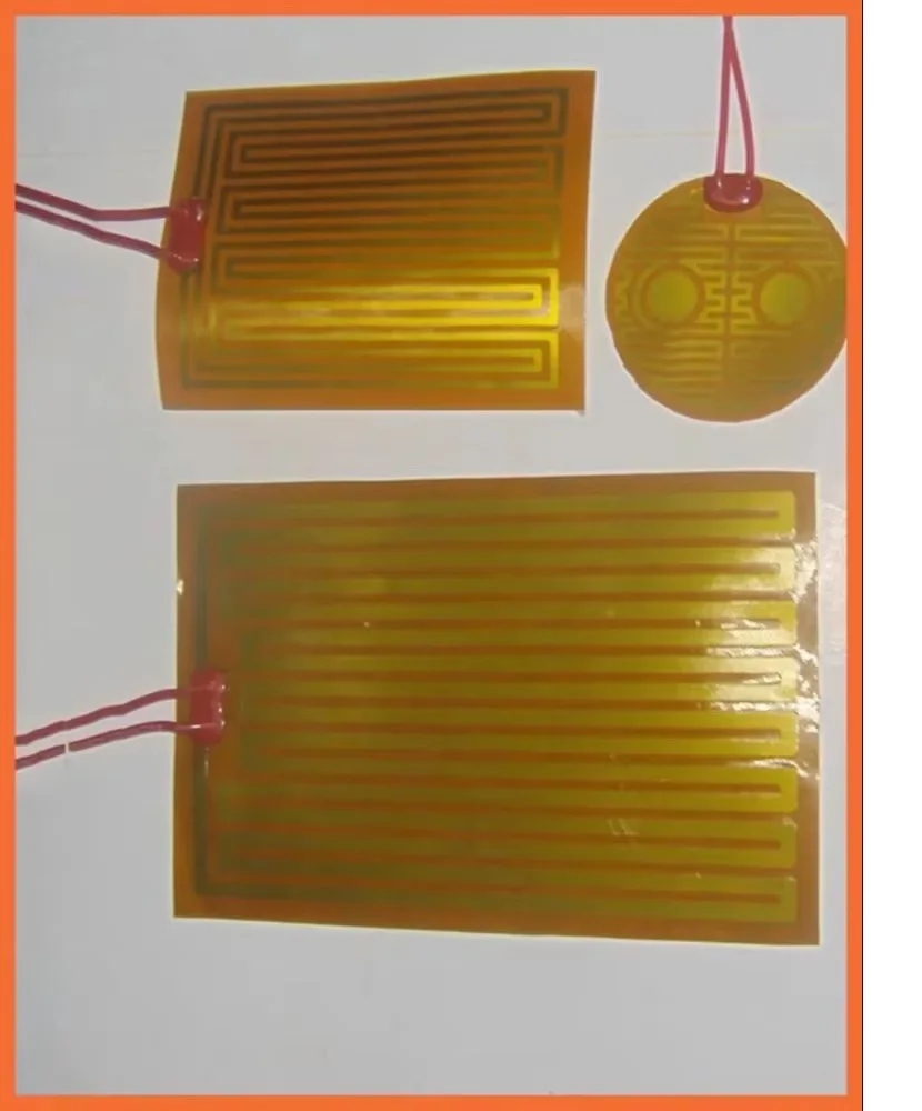 10x60mm 12V 18W,heat rubber Polyimide electric film Soft performance, flexible, fast preheating For Automobile Oil heating Pads