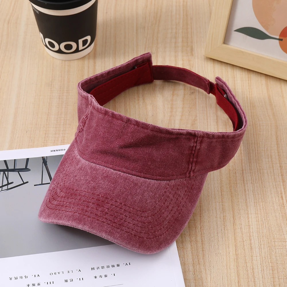 Sommer-Sonnenhüte aus Gewaschener Baumwolle, Leere Kopfbedeckung für Damen und Herren, Sport- und Reise-Strandhut, Einfarbiger Sonnenschutz Anti-UV-Visor Golfkappen – Detail 6