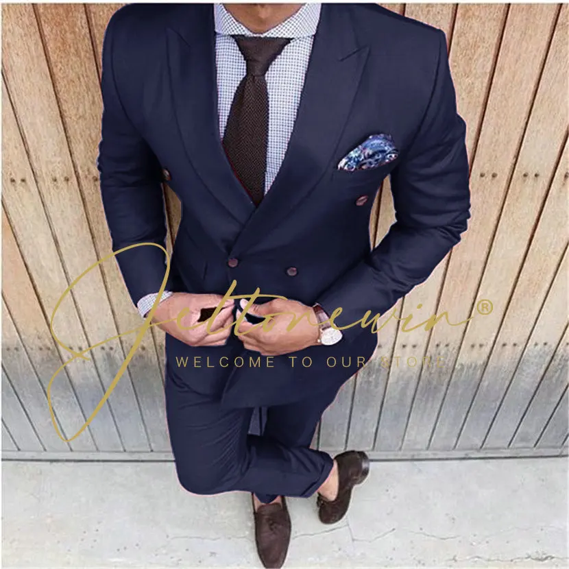 2023 Men Suits Burgundy Double Breasted Formal Wear Wedding Tuxedos Slim Fit Groom Suits For Men Groomsmen Suit Prom For Men