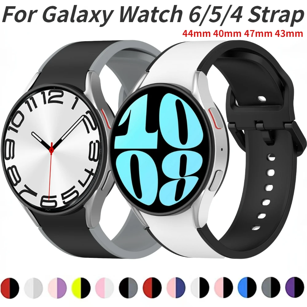 

Two-color silicone strap For Samsung Galaxy Watch 7/6/5/4 44mm 40mm/Classic 47mm 43 46mm/Pro 45mm Wristband Galaxy Watch 6 Strap