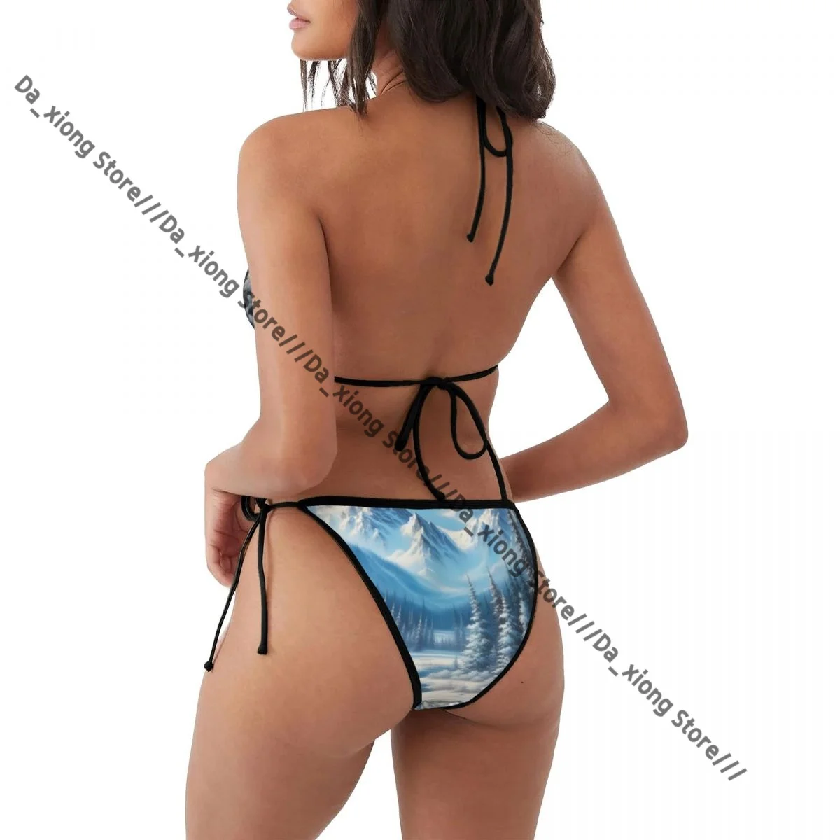Sexy Micro Bikini Winter Landschapsschilderij Badpak Vrouw Badmode String Bikini Set Braziliaans Badpak Strandkleding